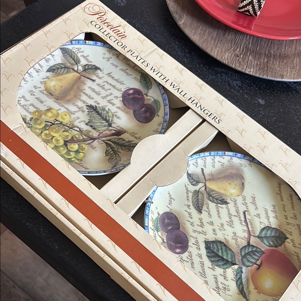 Porcelain Collector Plates with Fruit Design